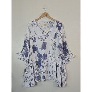 Paper Lace Gauzy Tunic Top Womens Size Large Floral Oversized Pockets Whimsy